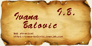 Ivana Balović vizit kartica